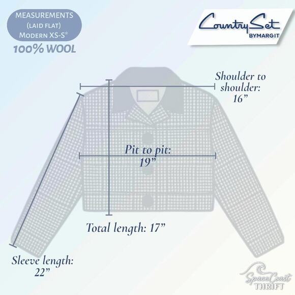 Vintage 60s Wool Houndstooth Cropped Blazer Black & White XS–S - Picture 9 of 16